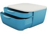 Schubladenbox Leitz® Cosy, lebensmittelecht, 2 Schübe, mit Gummifüßchen, B 251 x T 275 x H 143 mm, blau