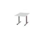 Schäfer Shop Select Besprechungstisch Planova Basic, Quadrat, T-Fuß, B 1000 x T 1000 x H 717 mm, lichtgrau/weißaluminium RAL 9006