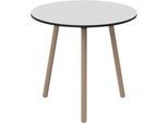 Bistrotisch Palomba, rund, 3-Fuß Gestell aus Massivholz, Ø 800 x H 750 mm, weiß/Buche