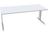 Schäfer Shop Pure Schreibtisch PLANOVA BASIC, Rechteck, C-Fuß, B 1800 x T 800 x H 717 mm, lichtgrau/weiß + Kabelkanal