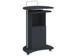 Stehpult Komil, mobil, höhenverstellbar, 1 offenes & 1 abschließbares Fach mit Tür, B 560 x T 410 x H 930-1110 mm, Holz, schwarz