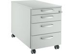 Schäfer Shop Select Rollcontainer 1233, 3 Schübe & 1 Utensilienauszug, abschließbar, Rundgriffe, B 435 x T 765 x H 577 mm, lichtgrau/lichtgrau/lichtgrau