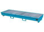 Auffangwanne BAUER AM-4/B, mit Gitterrost, Stahl, 233 l, B 2400 x T 800 x H 285 mm, blau