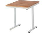Rau Arbeitstisch Adlatus, elektrisch höhenverstellbar, 25 mm geölte Massivholzplatte, bis 150 kg, B 1000 x T 800 x H 720-1120 mm, Buche/lichtgrau