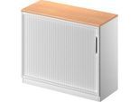 Schäfer Shop Genius Querrollladenschrank TETRIS SOLID, 2 OH, B 1000 mm, inkl. 19 mm Abdeckplatte, Buche-Dekor/weißalu/weißalu