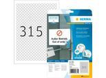 Herma ablösbare Etiketten Nr. 4385, rund, Ø 10 mm, selbstklebend, bedruckbar, Papier, weiß, 7875 Stück auf 25 Blatt
