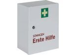 Verbandschrank HEIDELBERG, Stahlblech, Sicherheitsschloss, B 362 x T 140 x H 302 mm, Inhalt nach DIN 13157, weiß