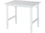 Rau ESD-Arbeitstisch Tom, manuell höhenverstellbar, 28 mm Spanplatte mit Melaminbelag, bis 500 kg, B 1000 x T 800 x H 760-1080 mm, lichtgrau