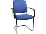 Schäfer Shop Select Freischwinger SSI Proline Visit P2, ergonomisch, Armlehnen, stapelbar bis 4 Stück, Stahl & Stoffbezug, B 480 x T 480 x H 480 mm, alusilber/blau