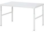 Rau ESD-Basistisch Serie E, manuell höhenverstellbar, 28 mm Spanplatte mit Melaminbelag, bis 450 kg, B 1800 x T 700 x H 650-1000 mm, lichtgrau