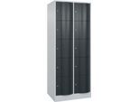 C+P Schließfachschrank Resisto, 2 Abteile, 10 Fächer, B 772 x T 640 x H 1950 mm, Lichtgrau/Anthrazitgrau
