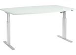 Schäfer Shop Select Besprechungstisch ERGO-T, elektrisch höhenverstellbar, Boot, T-Fuß, B 2000 x T 1000 x H 725-1185 mm, lichtgrau/weißaluminium