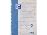 Collegeblock Oxford Recycling, 80 Blatt, DIN A4+, 90 g/m², 4fach gelocht, Spiralbindung, OPTIK PAPER®, mikroperforiert, liniert, Rand links, blau