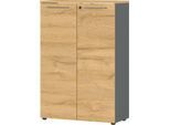 Aktenschrank Agenda Home, 3 OH, abschließbar, B 800 x T 400 x H 1200 mm, Graphit/Eiche