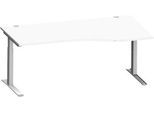 Schäfer Shop Genius Freiformschreibtisch MODENA FLEX, C-Fuß-Rechteckrohr, B 1800 mm, Ansatz rechts, weiß/weißalu