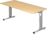 Schreibtisch ULM, C-Fuß, Rechteck, B 1800 x T 800 x H 650-850 mm, Ahorn-Dekor