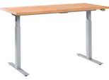 Schäfer Shop Select höhenverstellbarer Arbeitstisch, Multiplex-Platte, B 1500 x T 700 mm, Buche/weißaluminium RAL 9006
