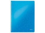 Collegeblock Leitz WOW, Format A4, 80 karierte Blatt, Klarsicht-Tasche, FSC®-zertifiziert, blau