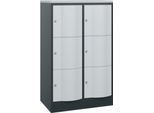 C+P Schließfachschrank Resisto, 2 Abteile, 6 Fächer, B 772 x T 540 x H 1255 mm, Anthrazitgrau/Lichtgrau