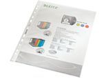 LEITZ Prospekthülle 4790, DIN A4, oben offen, 100 Stück, genarbt, transparent, 0,09 mm