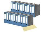 Schäfer Shop Select Ordner, A4, Rückenbreite 80 mm, Qualitäts-Hebelmechanik, Griffloch, 20 Stück, blau + gratis Trennstreifen, gelb, 100 Stück