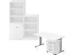 Komplettangebot Schreibtisch/Container/Regalschrank/Regal ULM, weiß