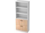 Schrank ULM, mit Hängeregistraturauszügen, 3 OH, H 2004 x B 800 x T 420 mm, Eiche-Dekor