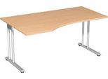 Schreibtisch mit Ansatz PALENQUE, C-fuß, Freiform, links, B 1800 x T 1000/800 x H 720 mm, Buche-Dekor
