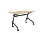 Klappbarer Schreibtisch, mit 4 feststellbaren Rollen, Rechteck, Rundrohr, B 1200 x T 600 x H 720 mm, Ahorn-Dekor/schwarz