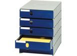 styro® Schubladenbox Styroval, 5 Schübe geschlossen, DIN C4, Polystyrol, blau