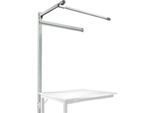 Aufbauportal m. Ausleger, Ansatztisch STANDARD Arbeitstisch/Werkbank UNIVERSAL/PROFI, 1250 mm, lichtgrau