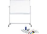 Mobiles Whiteboard Maul MAULstandard, 1000 x 2000 mm, 2-seitig, drehbar + Whiteboard Zubehörset, 31-teilg
