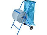 Mobiler Putztuchspender, für 1 Rolle mit B 400 mm & 1 Müllsack bis 120 l, Abreißkante + 50 Abfallsäcke & 2 Industrieputzrollen mit jeweils 1000 Blatt