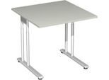 Schreibtisch PALENQUE, C-Fuß, Rechteck, B 800 x T 800 x H 680-820 mm, lichtgrau