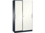 Schiebetürenschrank ASISTO C 3000, 5 Ordnerhöhen, abschließbar, Breite 1200 mm, anthrazit/weiß