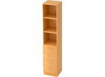 Regal 5 OH, 2 Böden, 4 Schubladen, Metall-Teleskopauszug, B 406 mm, Buche-Dekor