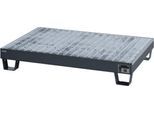 Auffangwanne Schäfer Shop Pure 60-3/M, für 6 x 60 Liter Fässer, mit verzinktem Gitterrost, L 1300 x B 800 x T 205 mm, unterfahrbar, Stahl, anthrazit RAL 7016