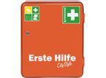Verbandschrank HEIDELBERG, Stahlblech, Sicherheitsschloss, B 362 x T 140 x H 302 mm, ohne Inhalt, orange