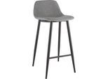 Barhocker, 2er-Set, B 500 x T 450 x H 950 mm, Fußstütze, gepolstert, schwarz, Stoffbezug grau