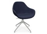 Konferenzsessel Topstar Sitness Life 2.0, dreh-/sitzhöhenverstellbar, Armlehnen, B 450 x T 390 x H 440-470 mm, 4-Fußgestell, Alu matt & Stoff, d.blau