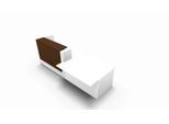 Theke Spezia, Ablage, links, B 3060 x T 1125 x H 1130 mm, weiß/Leder braun