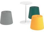 NowyStyl Pouf Set Versi, 3 Sitzhocker inklusive Tisch, petrol/gelb/hellgrau/weiß
