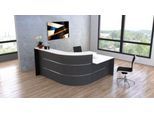 Winkel-Empfangstheke Faro, 3-Elemente, 90° Winkel, mit Beratungsplatz, melaminharzbeschichtet, ABS-Kanten, B 2320 x T 1970 x 1120 mm, anthrazit/anthrazit