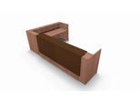 Winkeltheke Spezia, B 3655 x T 2055 x H 1130 mm, Nuss Canaletto-Dekor/Leder braun