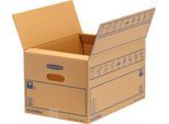 Umzugsbox SmoothMove FastFold Standard, C-Welle-Wellpappe, Tragegriffe, H 270 x B 320 x T 470 mm, 39 L, 10 Stück, braun