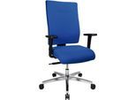 Bürostuhl PROFI STAR 15 high, mit Armlehnen, Synchronmechanik, Flachsitz, für große Menschen, blau/alusilber