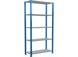 Schulte Lagertechnik Fachbodenregal Stecksystem MultiPlus250, Grundregal, 5 Fachböden, Kreuzstrebe, B 1000 x T 400 x H 2000 mm, Enzianblau RAL 5010