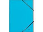 Leitz® Sammelmappe Recycle, A4, 6 Fächer mit Blanko-Taben, Inhaltsverzeichnis, Gummibandverschluss, 100 % recycelbar, Karton, blau