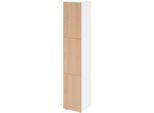 Schließfachschrank Topas Line, 6 Ordnerhöhen, 3 Fächer, Zylinderschloss, B 400 x T 420 x H 2156 mm, weiß/Eiche