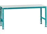 Manuflex Arbeitstisch UNIVERSAL Standard, 2000 x 1000 mm, Melamin lichtgrau, wasserblau